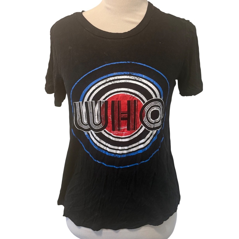 The Who Band Logo Graphic T Shirt Black Short Sleeve Womens Size‎ L